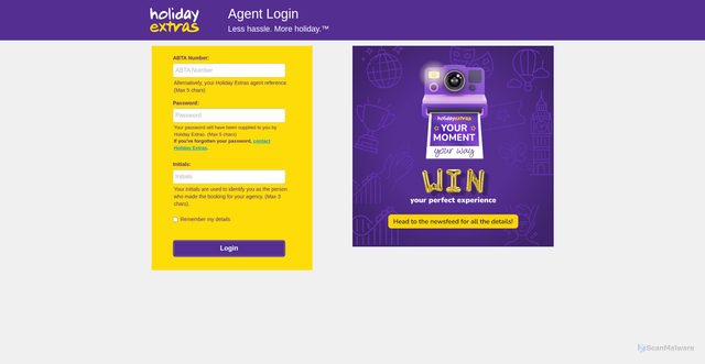 Security scan screenshot of http://holidayextras.com/login.html