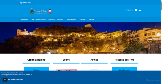 Security scan screenshot of https://www.comune.savoca.me.it/hh/index.php