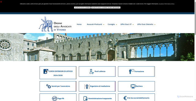 Security scan screenshot of https://www.ordineavvocativiterbo.it
