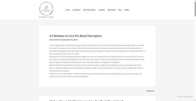 Security scan screenshot of https://brettnelson-author.com/2021/03/03/a-christmas-to-live-for-book-description/