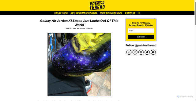 Security scan screenshot of https://paintorthread.com/galaxy-air-jordan-xi-space-jam-looks-world/