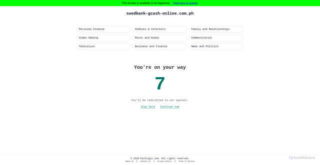 Security scan screenshot of https://swedbank-gcash-online.com.ph