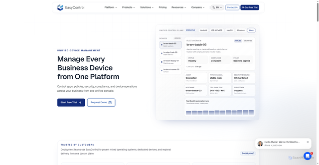 Security scan screenshot of https://easycontrol.io