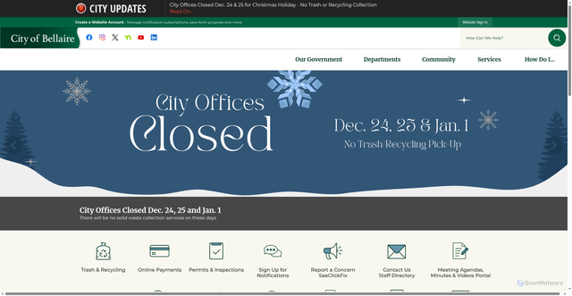 Security scan screenshot of https://bellairetx.gov/