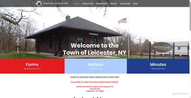Security scan screenshot of https://www.townofleicesterny.gov/