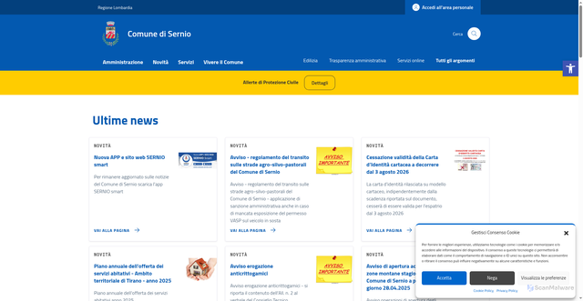 Security scan screenshot of https://comune.sernio.so.it/
