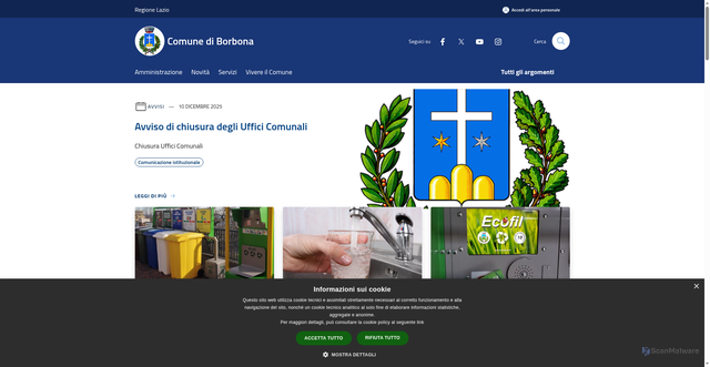 Security scan screenshot of https://www.comune.borbona.rieti.it/it