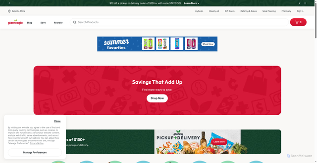 Security scan screenshot of https://www.gianteagle.com