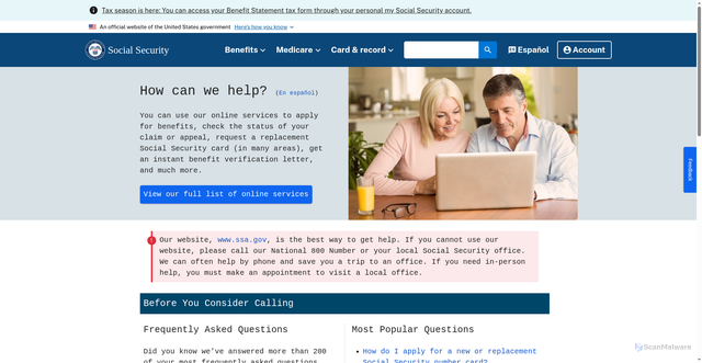 Security scan screenshot of https://www.ssa.gov/agency/contact