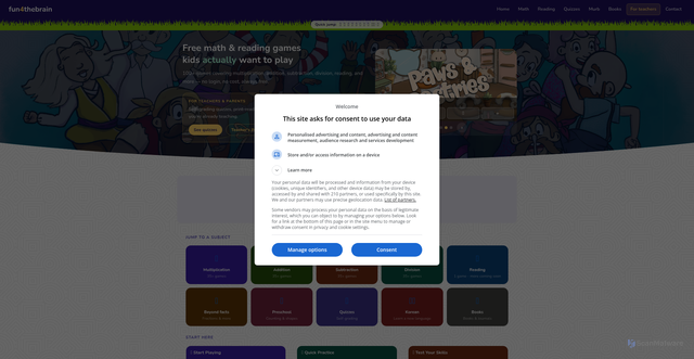 Security scan screenshot of https://fun4thebrain.com