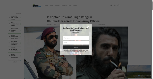 Security scan screenshot of https://shop.ssbcrack.com/blogs/blog/is-captain-jaskirat-singh-rangi-in-dhurandhar-a-real-indian-army-officer?srsltid=AfmBOooYdjTPG3n0x3qtOQ1_FWfnPyKk9PSbZz7Id9ifLCNHJqpLqyEy