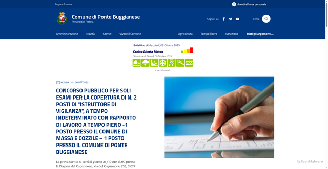 Security scan screenshot of https://comune.ponte-buggianese.pt.it/