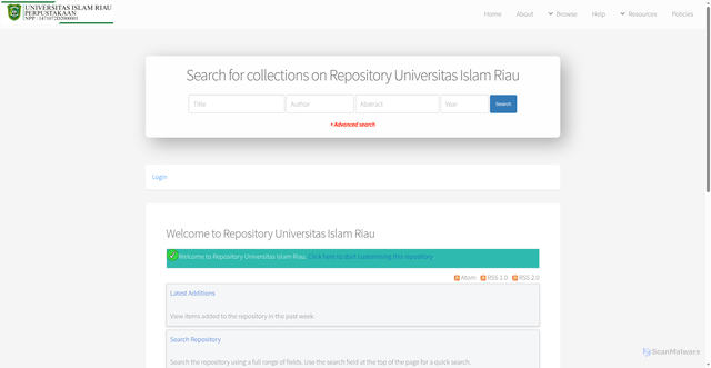 Security scan screenshot of https://repository.uir.ac.id