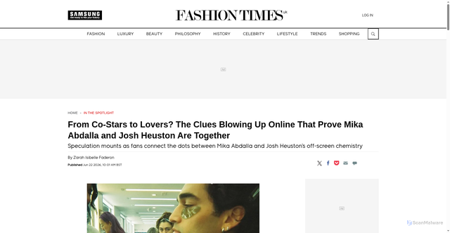 Security scan screenshot of https://www.fashiontimes.co.uk/rumoured-romance-off-campus-stars-mika-abdalla-josh-heuston-1760396