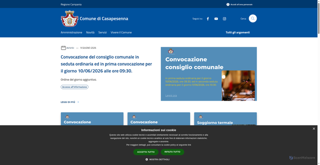 Security scan screenshot of https://www.comune.casapesenna.ce.it