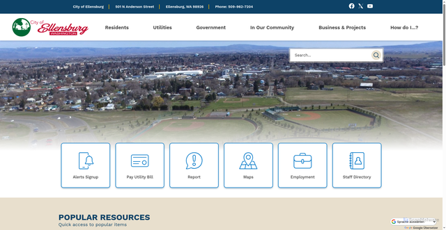 Security scan screenshot of https://ellensburgwa.gov/