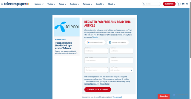 Security scan screenshot of https://www.telecompaper.com/news/telenor-brings-nordic-iot-ops-under-telenor-connexion-to-bolster-global-ambitions--1553992