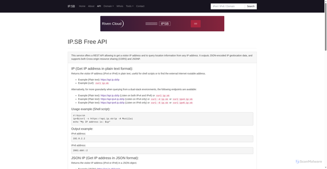 Security scan screenshot of https://api-ipv4.ip.sb