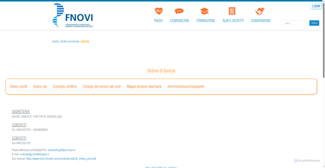 Security scan screenshot of https://www.fnovi.it/ordini-provinciali/Gorizia?id_ordine_prov=36