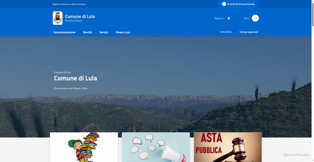 Security scan screenshot of https://www.comune.lula.nu.it/