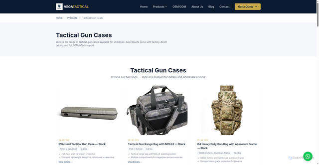 Security scan screenshot of https://vegatactical.pages.dev/products/tactical-packs-bags/tactical-gun-cases