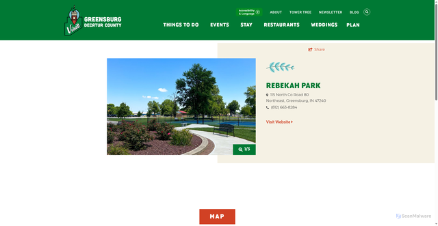 Security scan screenshot of https://www.visitgreensburg.com/listing/rebekah-park/15/