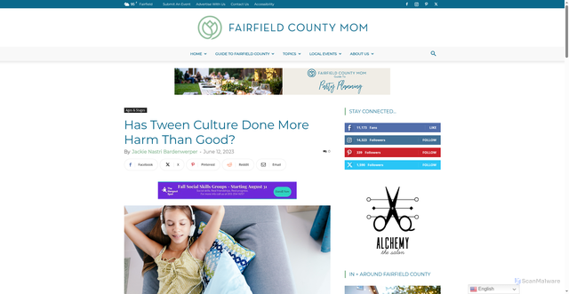 Security scan screenshot of fairfieldcountymom.com