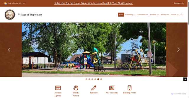 Security scan screenshot of https://villageofstaplehurst.gov/