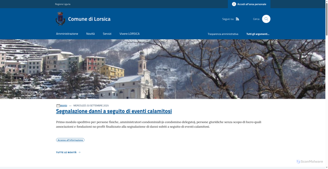 Security scan screenshot of https://www.comune.lorsica.ge.it/