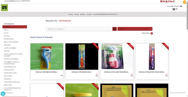 Security scan screenshot of https://dorshoponline.in/Patanjali-28000