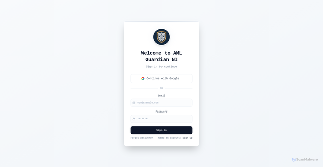 Security scan screenshot of https://aml-ni-guard.com/