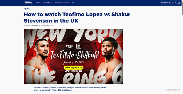 Security scan screenshot of https://britishboxingnews.co.uk/news/how-to-watch-teo-lopez-shakur-stevens/