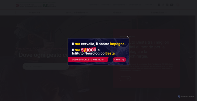 Security scan screenshot of https://www.istituto-besta.it