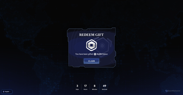 Security scan screenshot of https://giveawaybot.cc/redeem/code.10000robux.03ksddYWl3