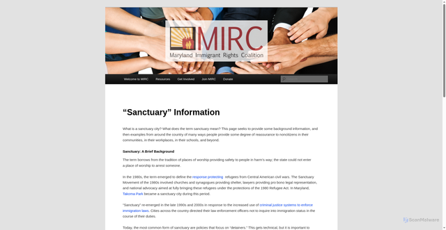 Security scan screenshot of https://marylandimmigrantrightscoalition.org/resources/resources-on-sanctuary-policies/