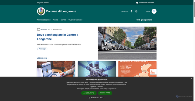 Security scan screenshot of https://www.comune.longarone.bl.it/it