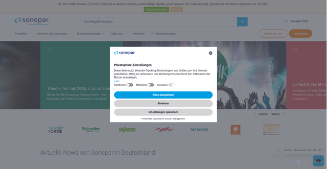 Security scan screenshot of https://sonepar.de