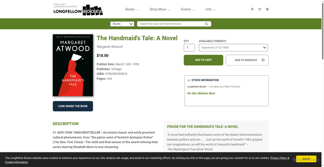 Security scan screenshot of https://longfellowbooks.com/book/9780385490818