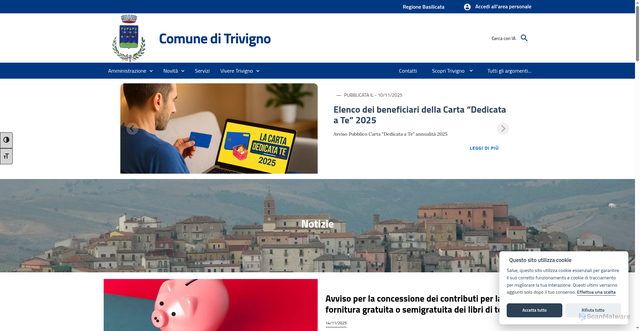 Security scan screenshot of https://www.comune.trivigno.pz.it/