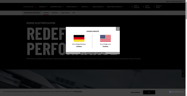 Security scan screenshot of https://www.dodge.com/hybrid-and-electric-vehicles.html