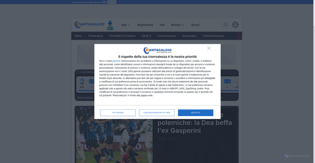 Security scan screenshot of https://fantacalcio.it