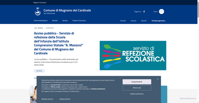 Security scan screenshot of https://www.comune.mugnanodelcardinale.av.it/
