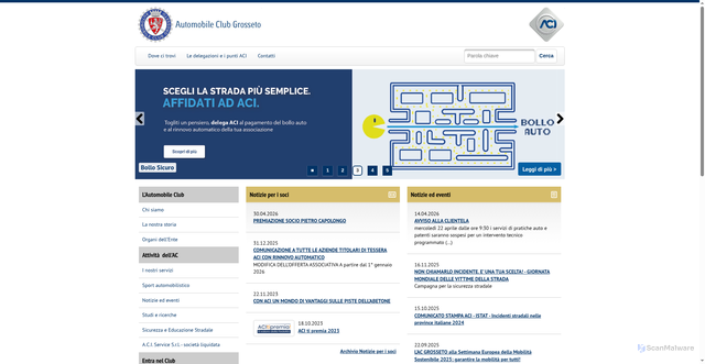 Security scan screenshot of https://www.grosseto.aci.it