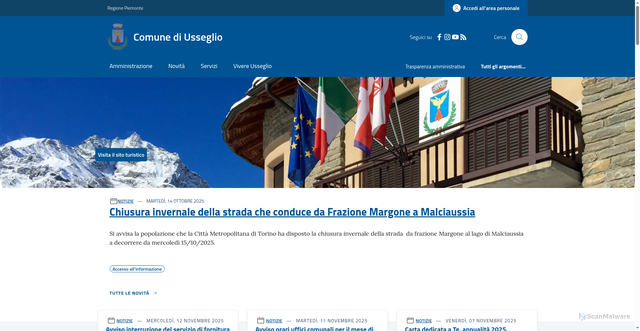 Security scan screenshot of https://www.comune.usseglio.to.it/
