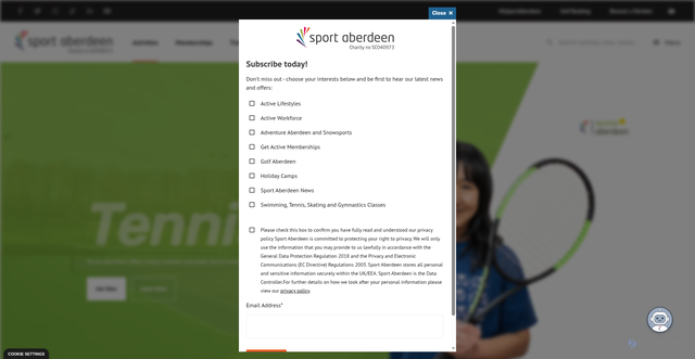 Security scan screenshot of https://www.sportaberdeen.co.uk/