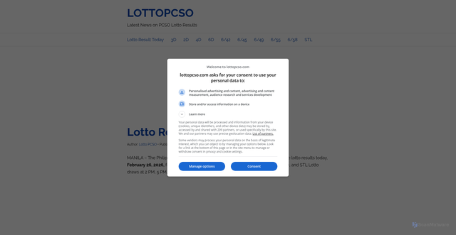 Security scan screenshot of https://lottopcso.com