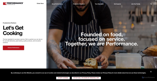 Security scan screenshot of https://performancefoodservice.com