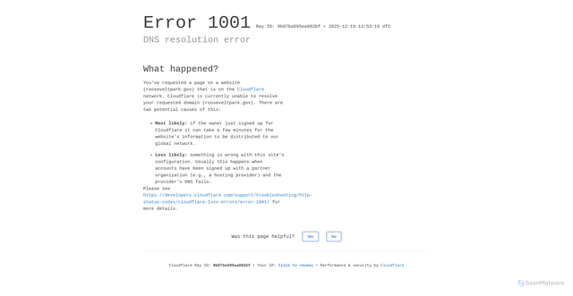 Security scan screenshot of http://rooseveltpark.gov/