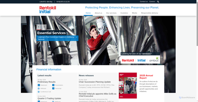 Security scan screenshot of https://rentokil-initial.com