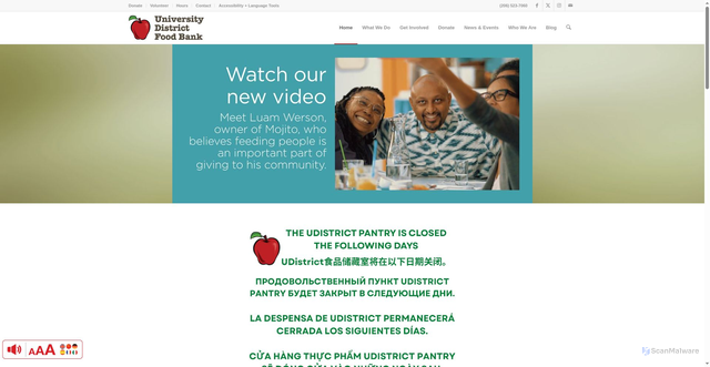 Security scan screenshot of https://www.udistrictfoodbank.org/